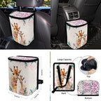 FORUDESIGNS Giraffe Flower Print Car Seat Covers Full Sets of 10 Washable Front Rear Seat Covers, Vehicle Trash Bin, Steering Wheel Cover, Air Vent Storage, Cup Coasters, Keychain for Auto Interior