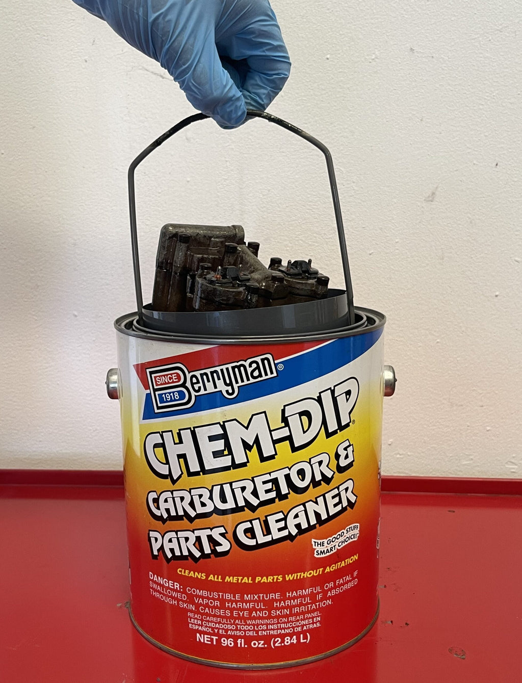 Berryman Chem Dip Parts Cleaner with Basket for Metal Parts, 3/4 Gal Pail - Vehicle Engine Degreaser