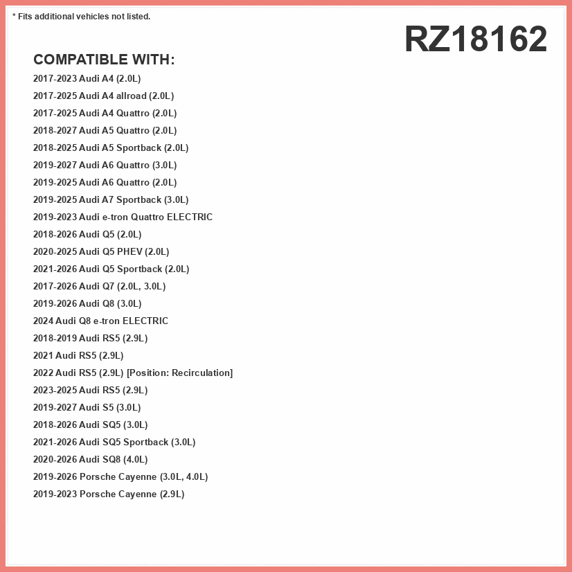 Febreze Odor Control Cabin Air Filter by PUREFLOW RZ18162 Fits 2018-2026 Audi Q5 2.0L, SQ5 3.0L, Lamborghini Urus 4.0L; 2017-2026 Q7 2.0L, 3.0L