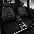 CAR GRAND Memory foam Leather seat covers Airy cool 3D Foam Water-resist Universal FIT leather car seat covers Front seat For Cars SUV Truck, Automotive seat protector Comfort faux Leather Black Gray