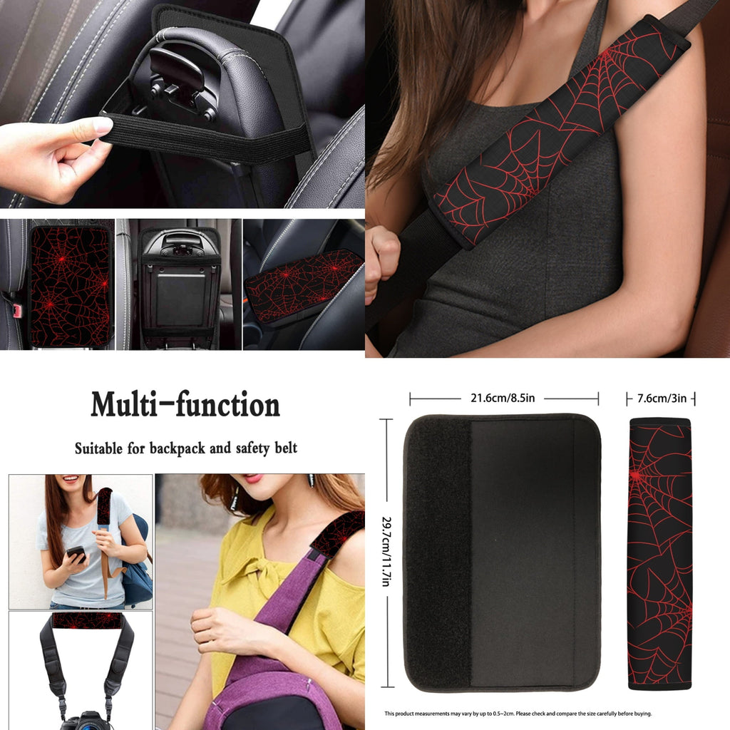 Jeiento Spider Web 13 Pack Car Seat Cover Set for Front and Rear, Auto Interior Accessories Full Set for Women Men Red Car Seat Protective Universal Fits for Cars, SUV, Truck, Sedan, Van