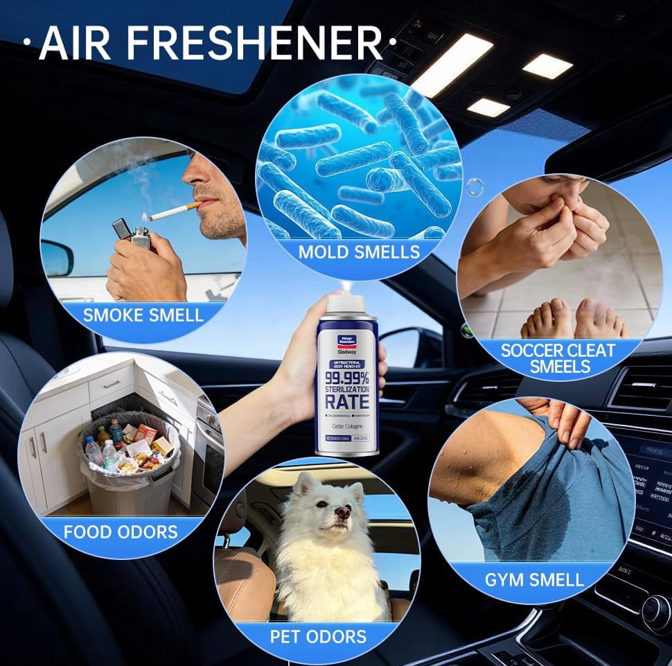 Glodway Whole Car Air Fresheners Spary,Fogger Odor Eliminator Remover,Cologne Cedar Scent,6 Ounce,4 Pack