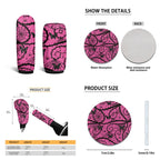 Yuyamidu Pink Gothic Car Accessories Sets Butterfly Car Seat Covers Car Floor Mats Steering Wheel Cover Seatbelt Shoulder Pad Handbrake Cover Gear Shift Knob Cover Coasters 15 PCS