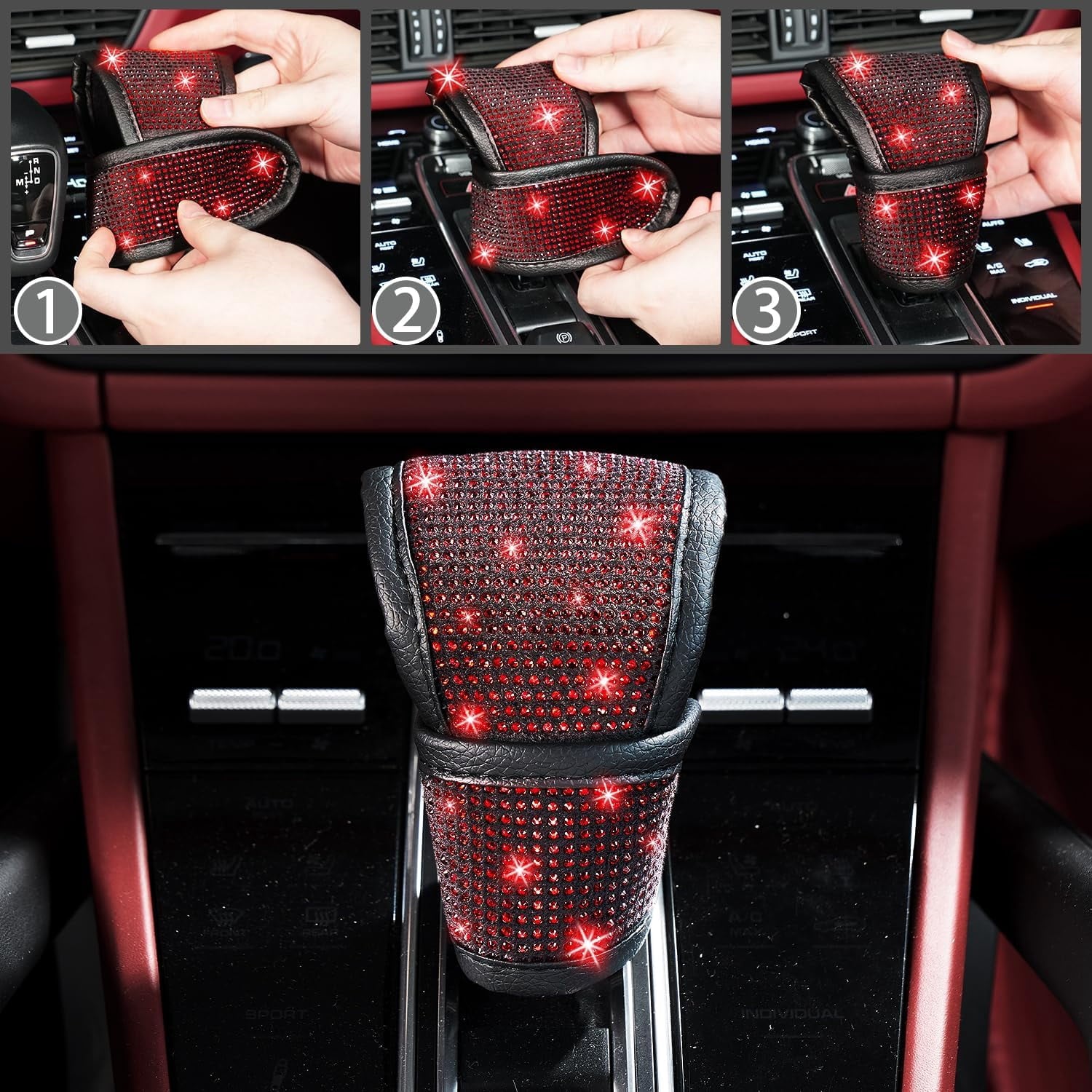 DEA 12 Pcs Bling Car Accessories Set for Women Car Floor Mats Full Set Steering Wheel Cover Seat Belt Covers Coasters Universal Fit Car SUV Truck Van Silver