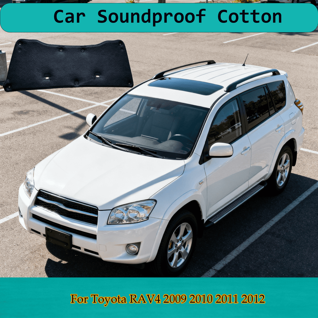 Automotive Hood Engine Front Cover Soundproof Mat For Toyota RAV4 2009-2012 Shield Mat Noise Insulation Dampening Mat Soundproof Cotton For Under-Hood Accessories-black-2009-2012