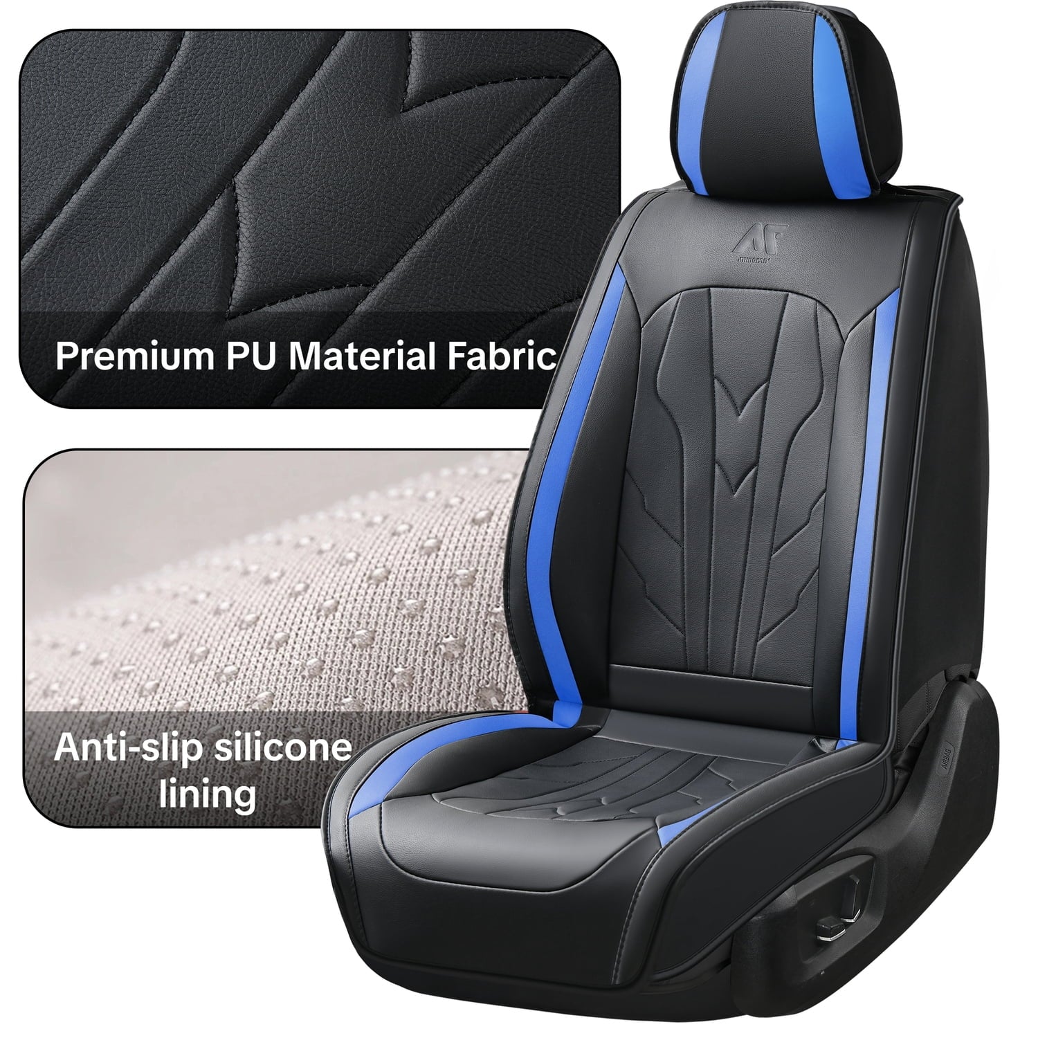 Car Seat Cover for Honda Civic EX 2012, Blue Car Seat Covers, Waterproof Faux Leather, 5 Piece Full Set, Wear Resistance, Easy to Clean and Install, Protect and Upgrade Seats