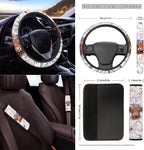 Yuyamidu 12 Pcs Highland Cow Car Front Seat Cover Set Purple Flower Steering Wheel Armrest Cover Seat Belt Pads Garbage Can Air Vent Pouch Rearview Mirror Cover Coasters Keychain Auto Accessories