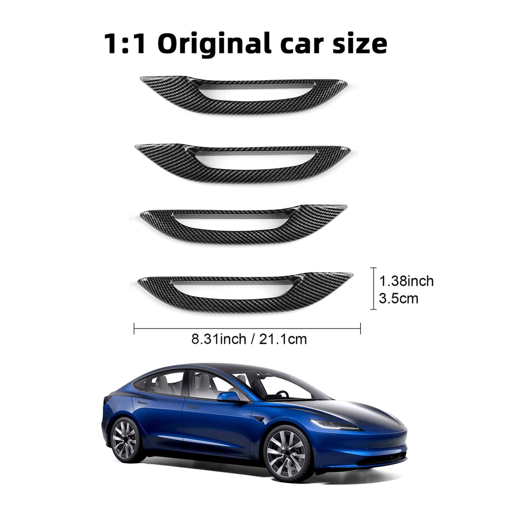 Car Door Handle Cover ABS Material for 2017-2025 Tesla Model 3 & Model Y Automotive Exterior Accessories 4pcs, Carbon Fiber Pattern