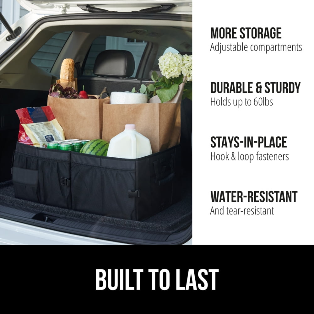 GORILLA GRIP Trunk Storage Organizer, Collapsible Container for Car Sedan or SUV, Black