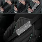 DEA 12 Pcs Bling Car Accessories Set for Women Car Floor Mats Full Set Steering Wheel Cover Seat Belt Covers Coasters Universal Fit Car SUV Truck Van Silver