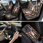 Jeiento Deer 13pcs Set Car Seat Cover Set with American Flag Steering Wheel Cover Seat Belt Strap Cover Armrest Cover Key Chain Coasters Lipstick Holder Universal Fits SUV Sedan Truck Van