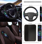 Jeiento Galaxy Mushroom 12 PCS Car Seat Covers for Front Seats with Steering Wheel Cover Seat Belt Covers Armrest Pad Trash Bin Sunglass Pocket Rear View Mirror Cover Coasters Keychain
