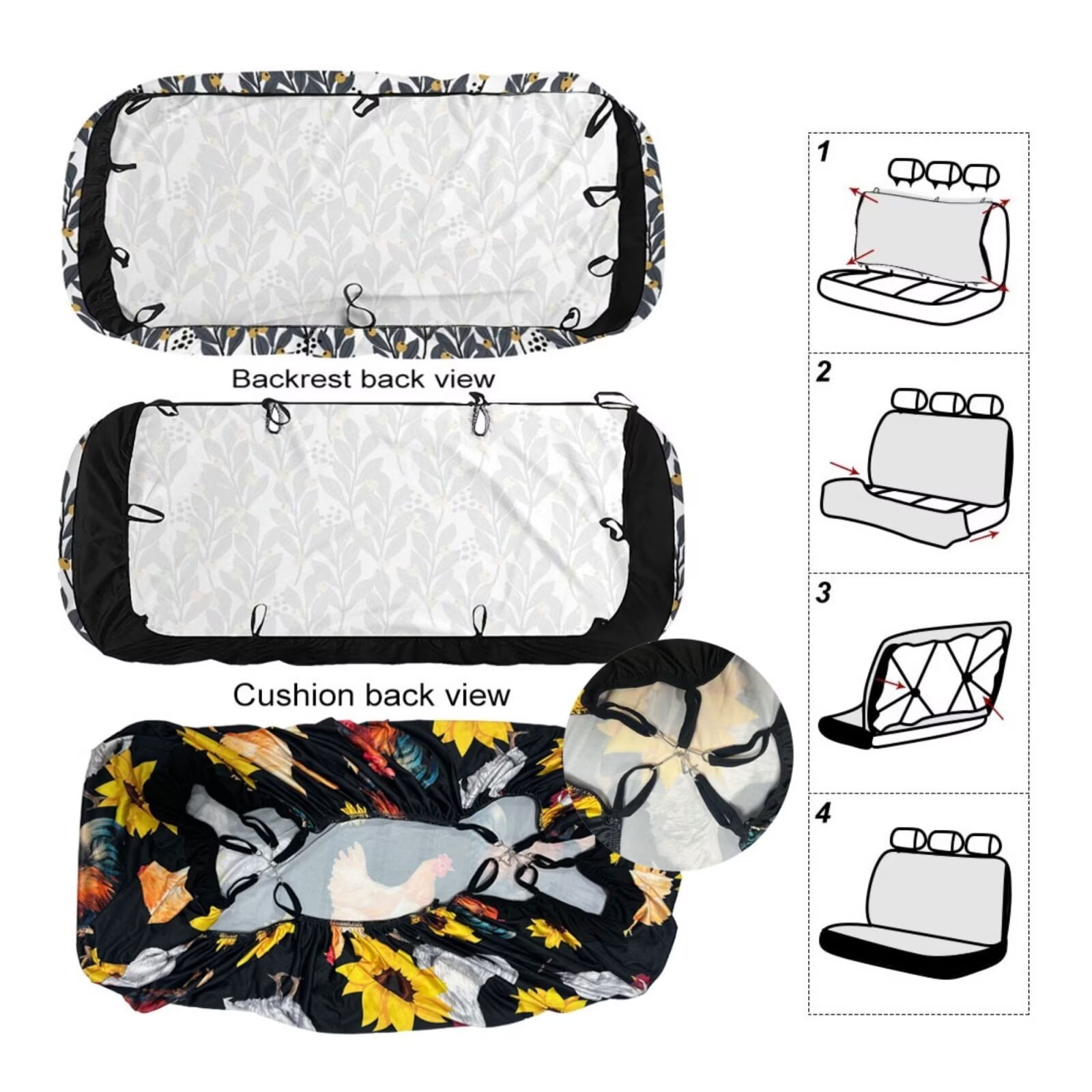 HUIACONG Blue Leopard Print Seat Covers for Cars for Women Full Set 14 Pcs Ca Seat Cover with Steering Wheel Cover Center Console Cover Seat Belt Covers Coasters Headrest Cover Keychain Universal Fit