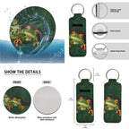 Jeiento Funny Frog Car Accessories Sets with Car Seat Cover Protector Car Floor Mats Auto Steering Wheel Cover Car Armrest Cover Seat Belt Pads Cup Coasters Keychains Lipstick Holder 17 Pack