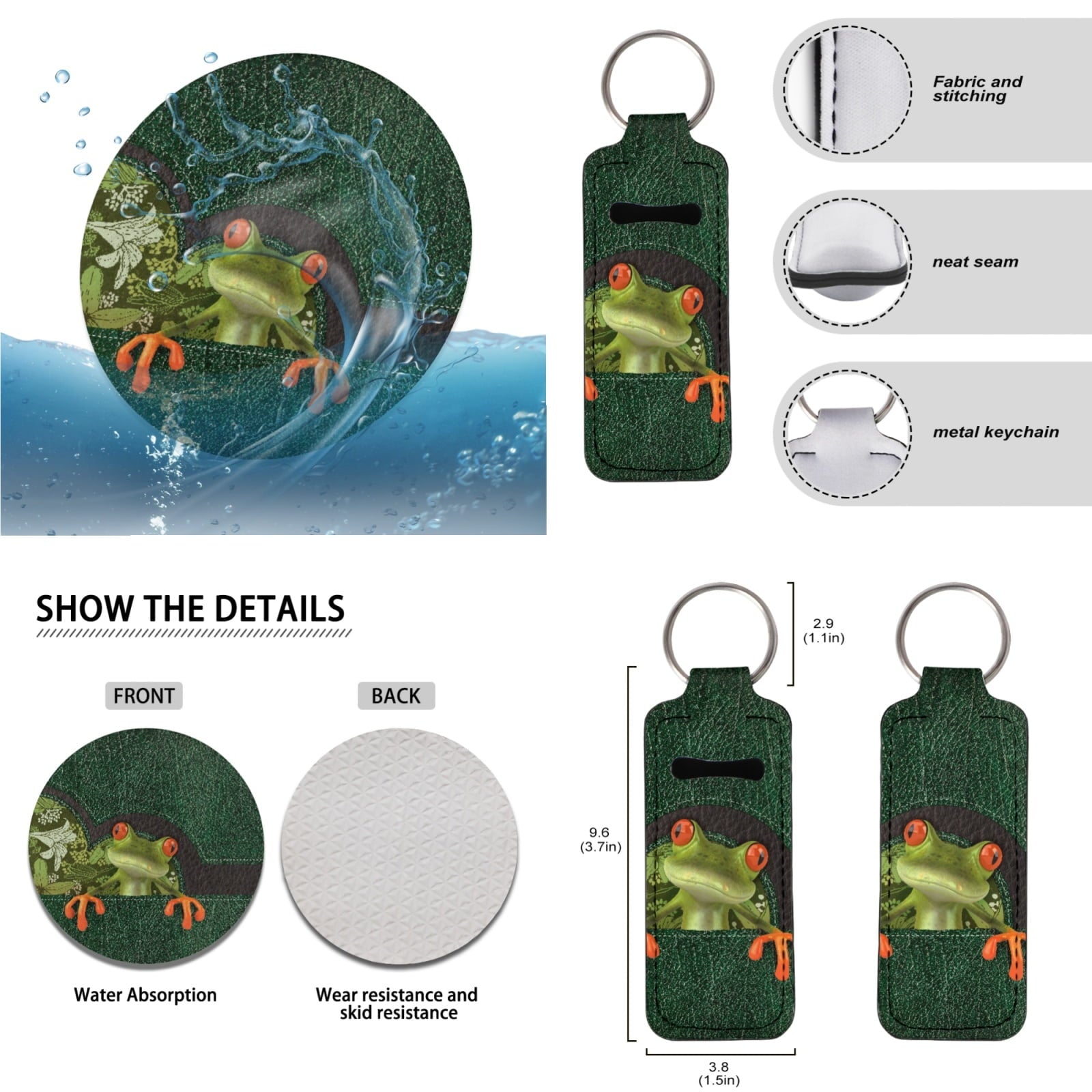 Jeiento Funny Frog Car Accessories Sets with Car Seat Cover Protector Car Floor Mats Auto Steering Wheel Cover Car Armrest Cover Seat Belt Pads Cup Coasters Keychains Lipstick Holder 17 Pack