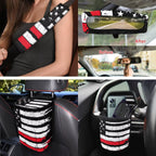 KUIFORTI American Flag Car Seat Covers,Breathable Automotive Seat Covers for Cars SUV Pick-up Truck Sedan,Universal Fit Anti-Slip Steering Wheel and Seat Belt Cover Set