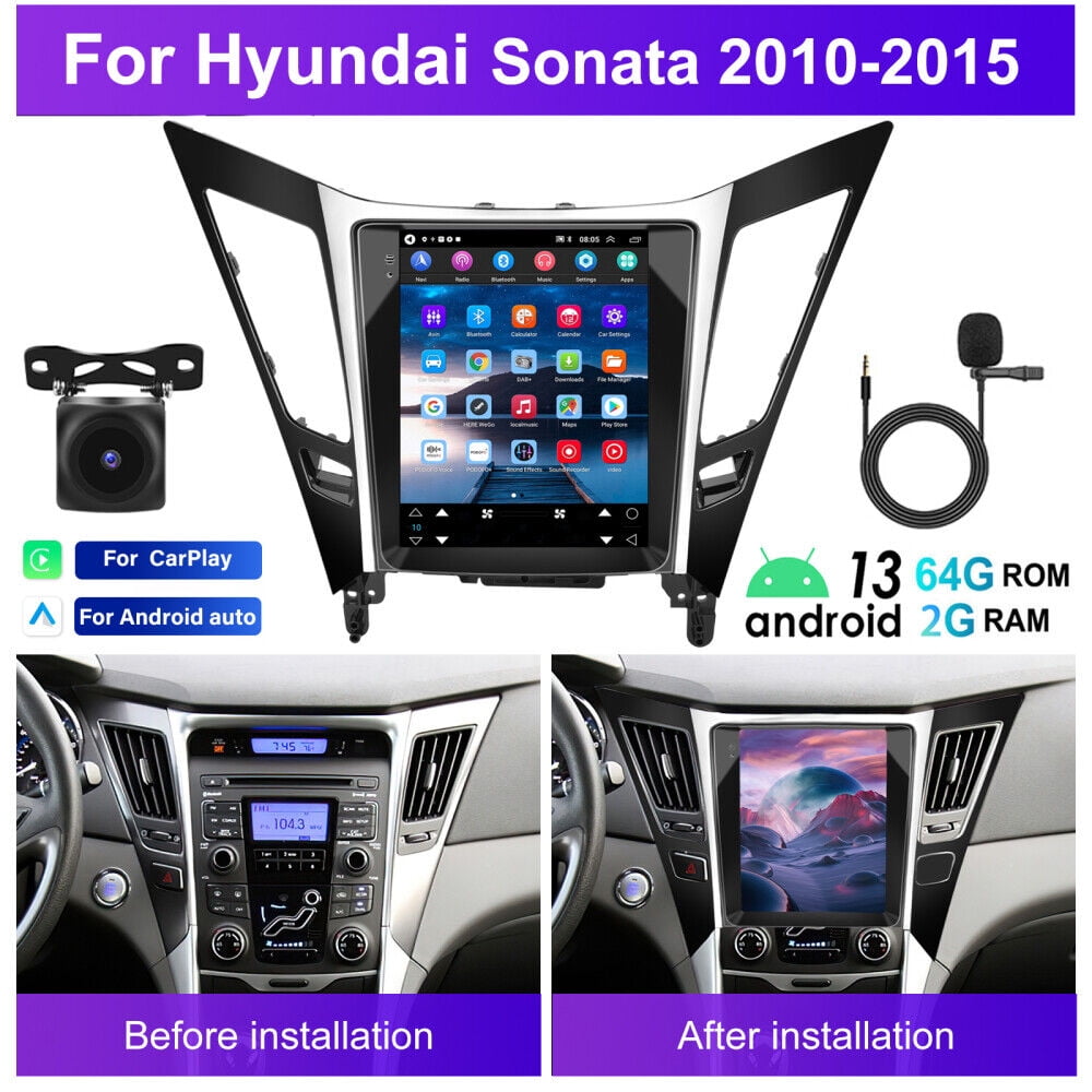 9.7in Android 13 Car Stereo Radio GPS Navigation 2+64G for Hyundai Sonata 8th Gen 2011-2015 Support Wireless Carplay Android Auto Bluetooth FM/RDS WiFi SWC Split Screen + AHD Backup Camera/Microphone