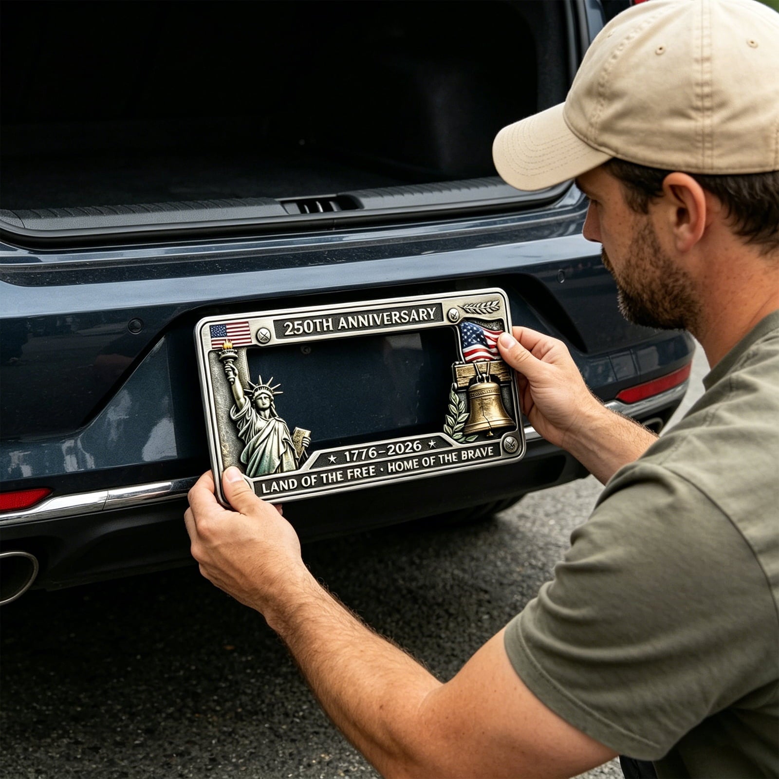 250th Anniversary License Plate Frame, Aluminum American Commemorative Car Plate Holder, Fits Standard Size.(4Pcs)