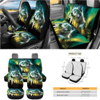 Yuyamidu Wolf Car Seat Covers Set of 15 Starry Sky Car Front Rear Seat Cover Steering Wheel Cover Seat Belt Covers Trash Box Air Vent Storage Bag Rear View Mirror Cover Car Cup Mat Key Chain