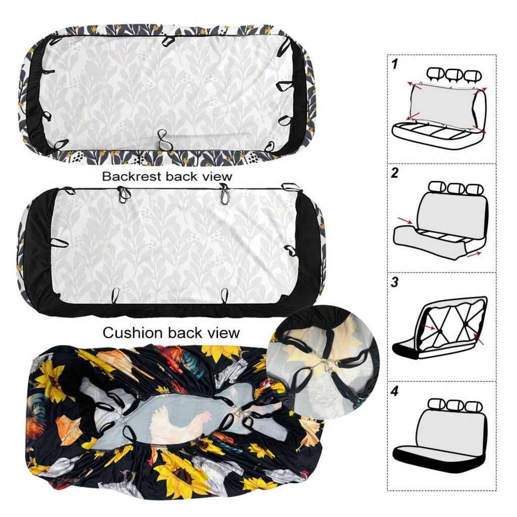 Jeiento Hippie Mushroom Car Seat Cover Full Set of 13 Steering Wheel Cover Seatbelt Pads Auto Armrest Cover Coasters Key Chain for Van SUV Sedan Truck