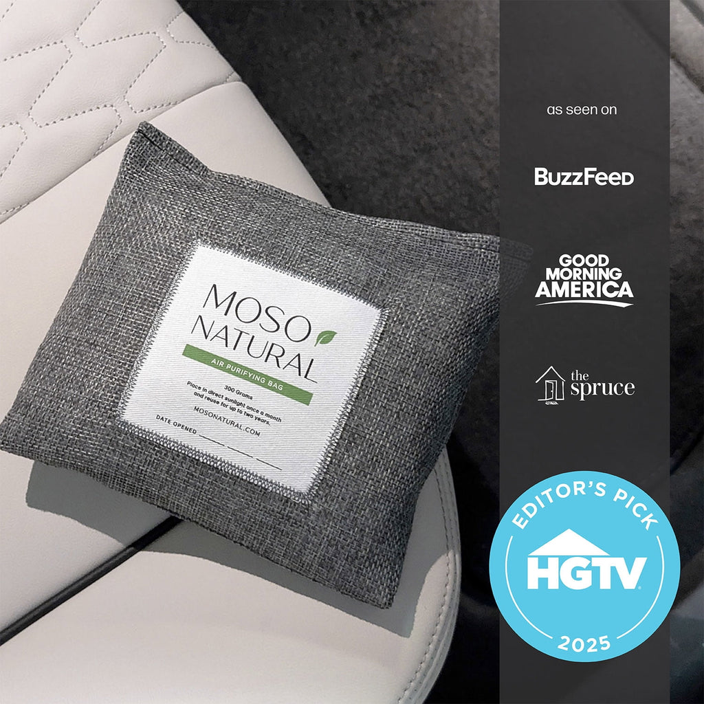 Moso Natural Car Air Freshener and Deodorizer | Long Lasting Bamboo Charcoal Odor Absorber | Non Toxic Odor Eliminator for Cars | Scent Free Air Purifying Bag (3 Pack)