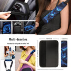 Yuyamidu Blue Wolf Car Seat Cover Full Set of 13 Fashion Auto Steering Wheel Cover Seatbelt Pads Armrest Cushion Coasters Key Chain Auto Interior Sets