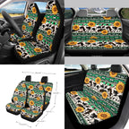 Xoenoiee American Sunflower Cow Print Car Seat Cover for Women Men, with Steering Wheel Cover Seat Belt Strap Pad Trash Bag Mount Phone Holder Rearview Mirror Accessory Cup Holder Key Chain, 15 PCS