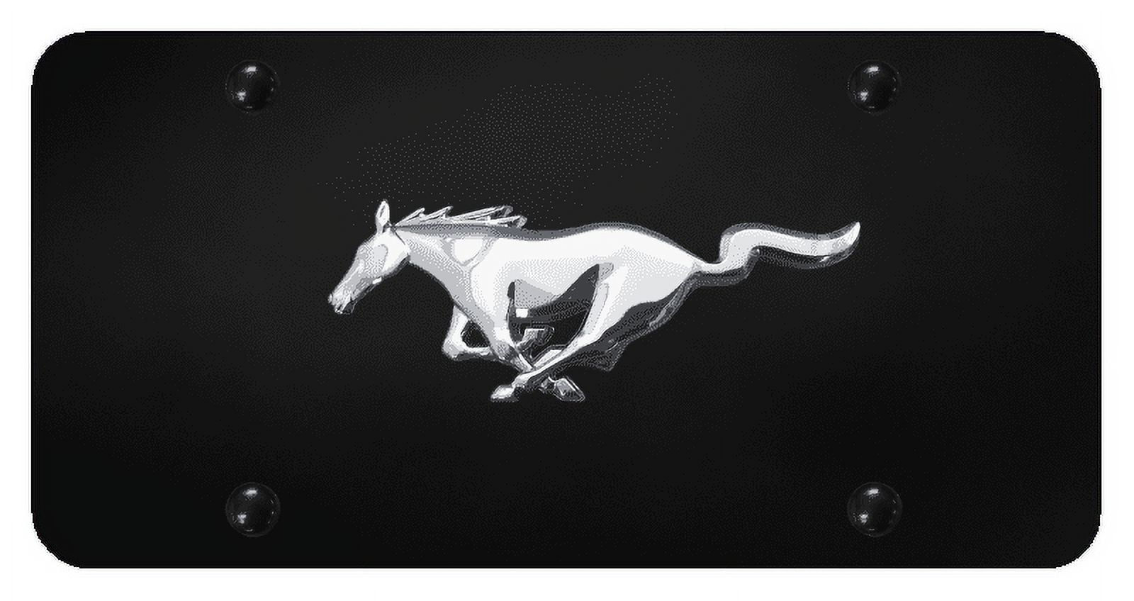 Au-TOMOTIVE GOLD Mustang Horse Chrome on Black Plate