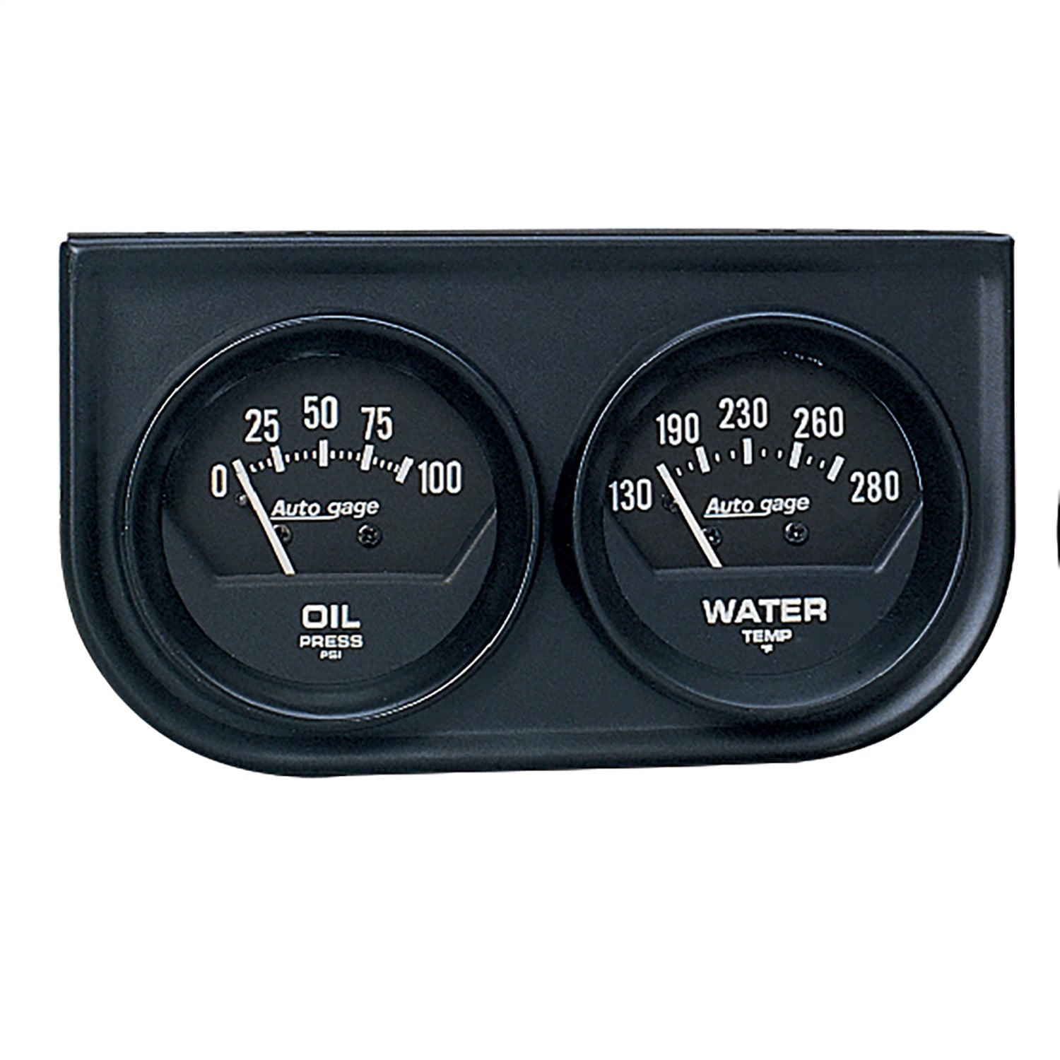 Auto Meter 2" 2 Gauge Console, Oil/Water, Mechanical, Black