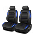 CAR GRAND Memory Foam Car Seat Covers, Leather Mesh Universal Fit Automotive Seat Protectors  Front Pair for Trucks SUV Sedan Metal Film Leather Armrest Airbag Compatible Comfortable  Black Blue