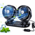 Car Cooling Fan, Dual Head Auto Oscillating Car Cooling Fan for Dashboard, DC 12V/24V Cigarette Lighter Powered 3 Speeds Vehicle Fan, Comes with 2 USB Charging Ports for Sedan Suv Rv Van Truck