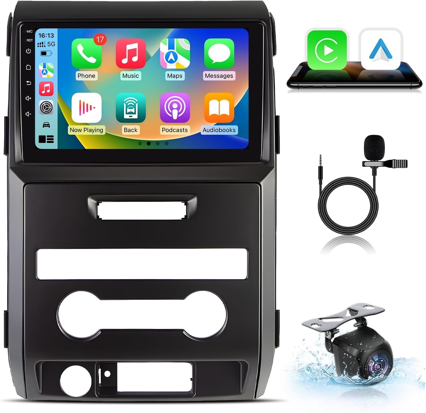 Car Radio for Ford F150 2009-2014: [4Core 64G ROM] 9 inch Touch Screen Stereo Head Unit with Wireless Carplay Android Auto GPS Bluetooth WiFi SWC FM RDS Mirror Link Backup Camera