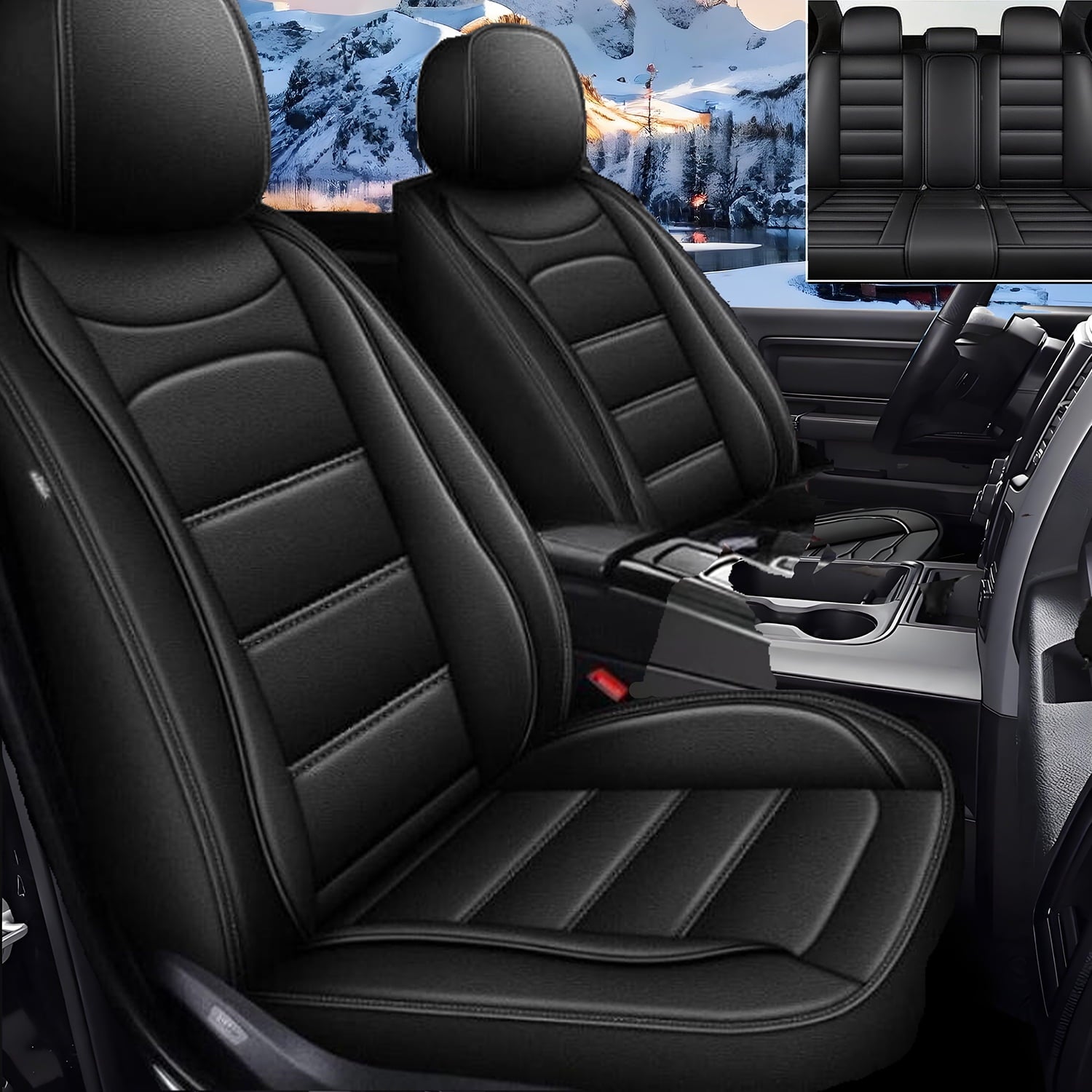 Car Seat Cover Fit for Toyota Corolla Cross 2022-2026 Waterproof Faux Leather Seat Protector Vehicle Cushion Covers Compatible Airbag Full Set 5 Seats Black