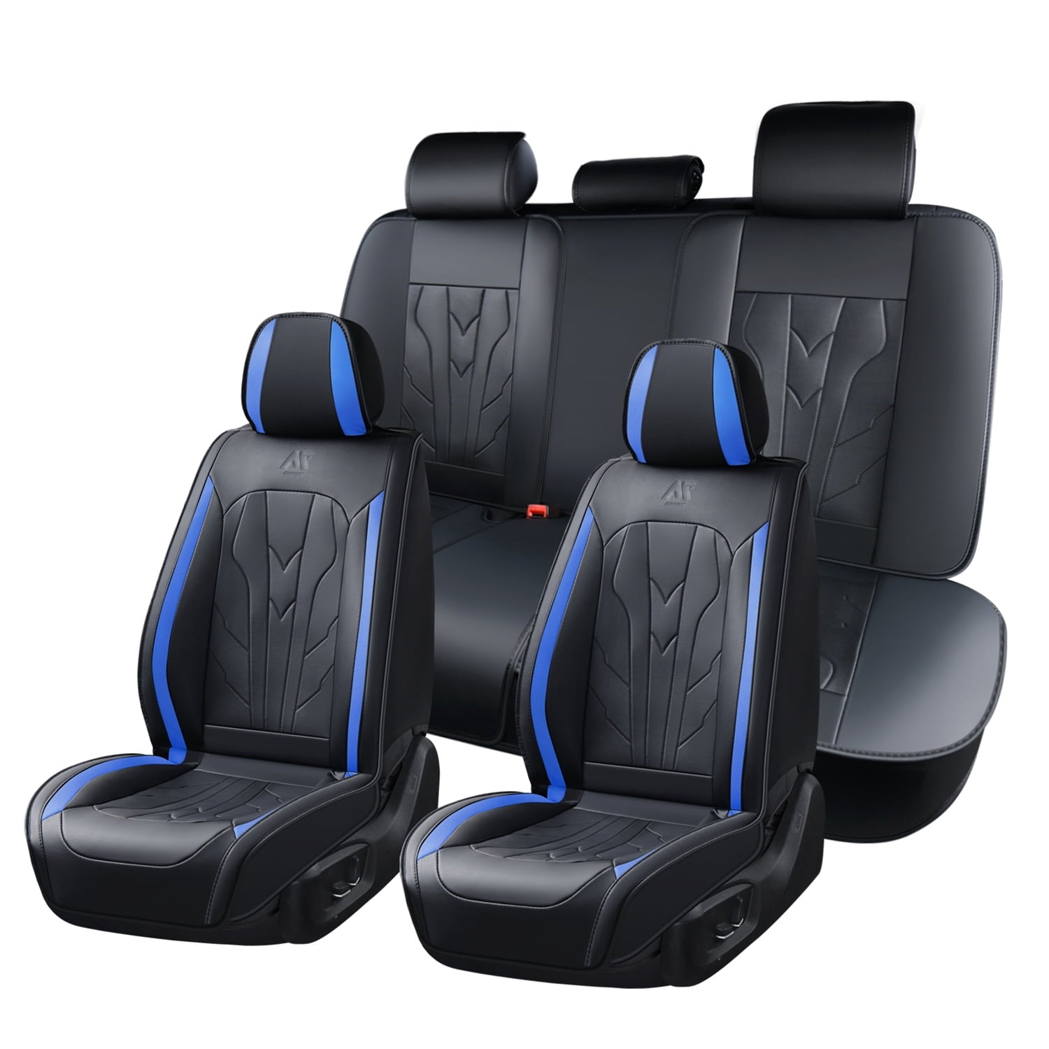 Car Seat Cover for Honda Civic EX 2012, Blue Car Seat Covers, Waterproof Faux Leather, 5 Piece Full Set, Wear Resistance, Easy to Clean and Install, Protect and Upgrade Seats