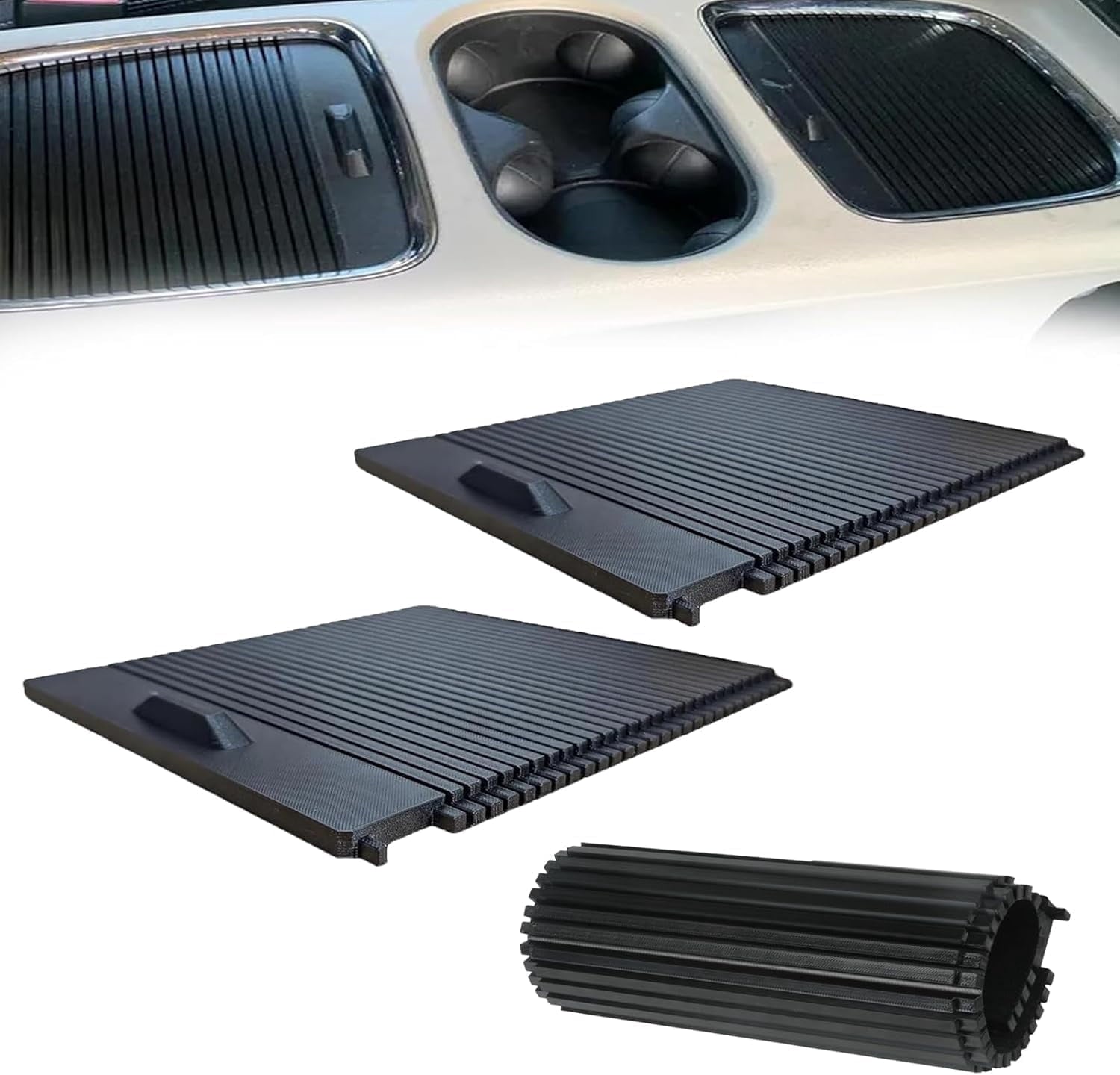 Center Console Sliding Cover for Dodge Caravan 2011-2019 / Chrysler Town & Country 2012-2019, Interior Upgrade Trim for Daily Driving, 2PCS