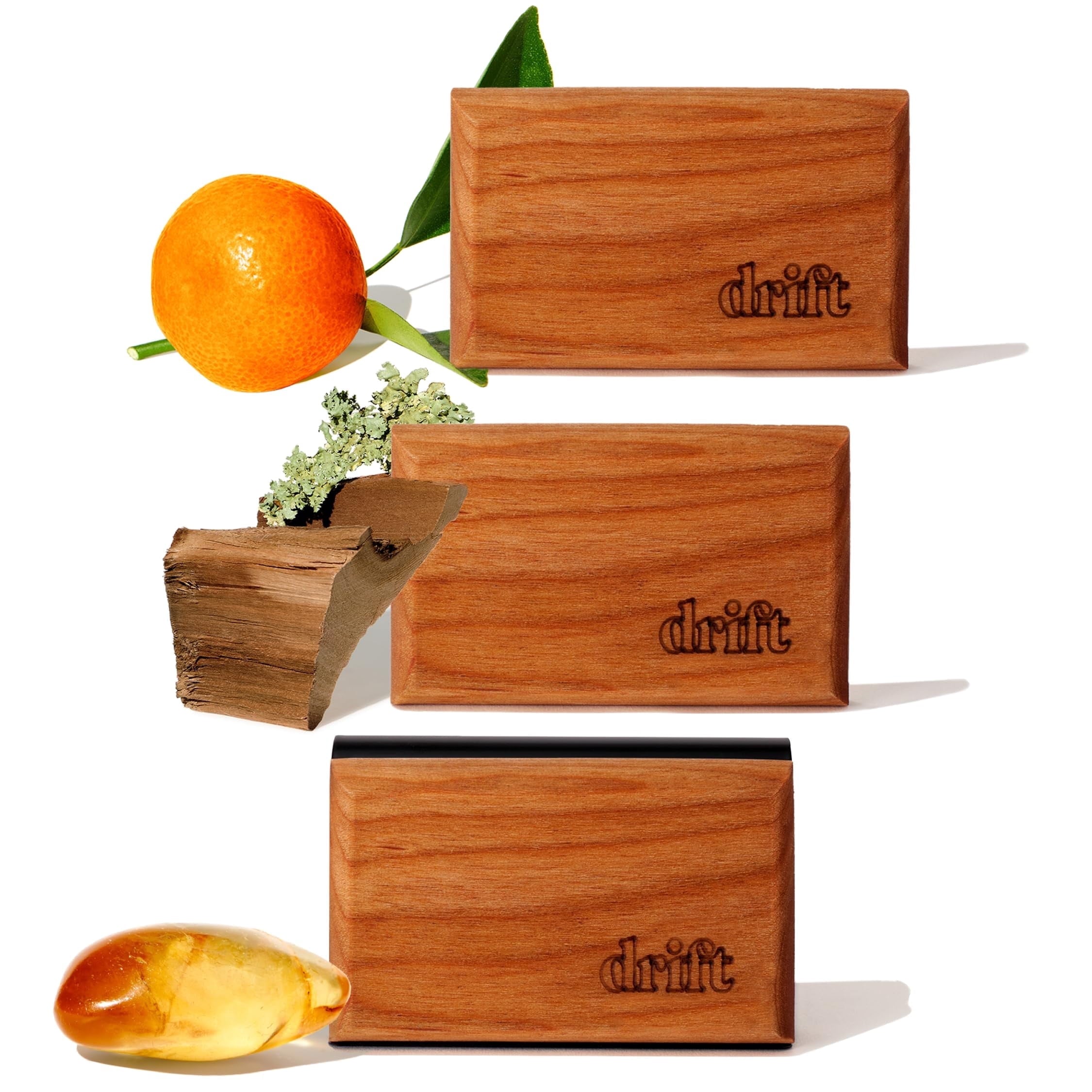 Drift Car Air Freshener - Wood Fragrance - Automotive Odor Eliminator - Car Fresheners Long Lasting - Variety 3 Pack - CLIP INCLUDED