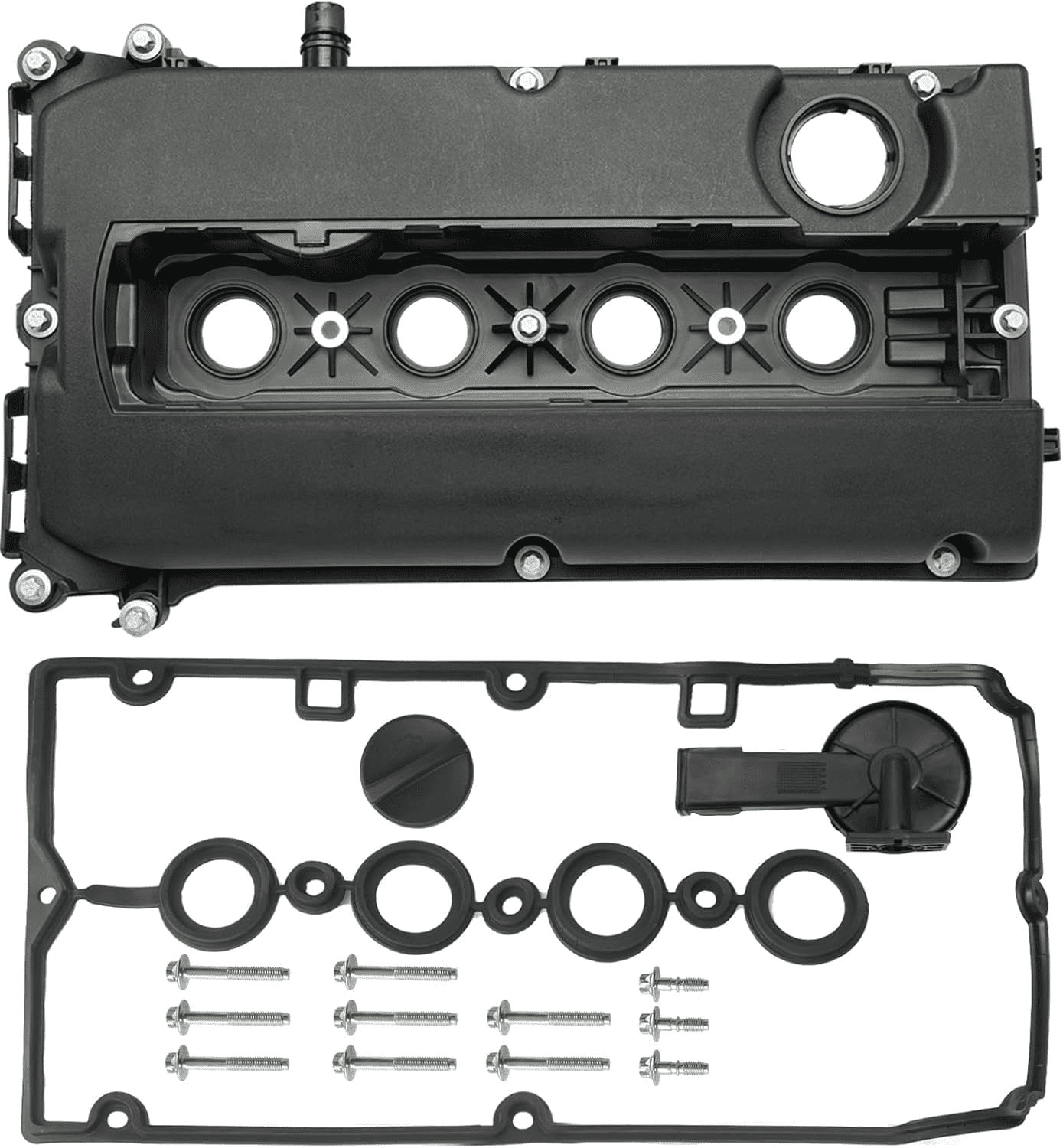 Engine Valve Cover with Gaskets Bolts Oil Filler Cap Compatible with 2011-2020 Chevy Cruze Sonic Trax Aveo, 2008-2009 Saturn Astra, 2009-2010 Pontiac G3 1.6L 1.8L Replace# 55558673 55564395 264-920