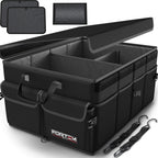 FORTEM Car Trunk Organizer, Collapsible Multi Compartment SUV Organizer, Foldable Storage for Car Accessories for Women Men, 600D Oxford, Non Slip Bottom, Securing Straps, Soft Cover (65L)