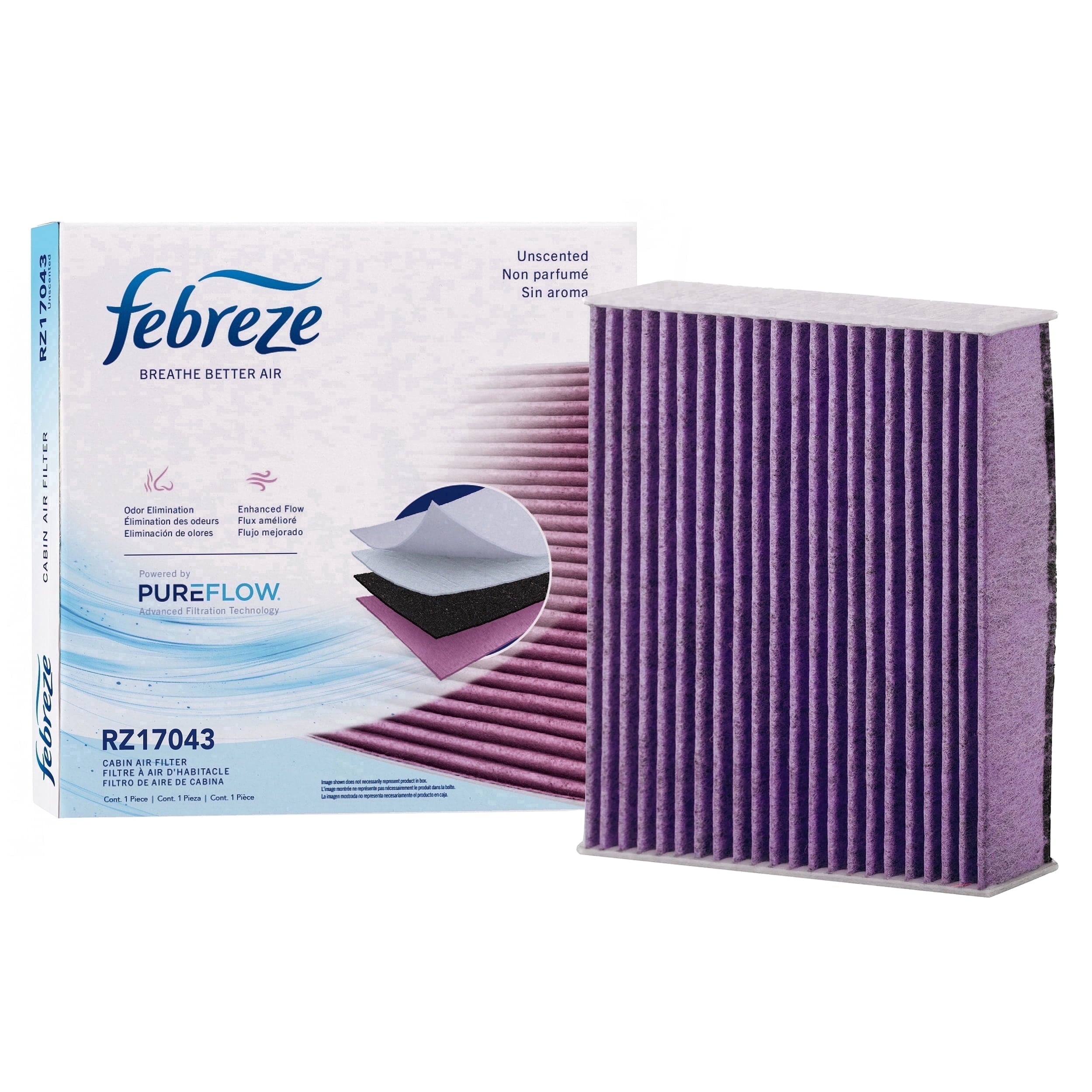 Febreze Odor Control Cabin Air Filter by PUREFLOW RZ17043 Fits 2006-2008 Honda Fit 1.5L; 2013-2016 Scion FR-S 2.0L; 2022-2026 Toyota GR86, Subaru BRZ 2.4L; 2013-2020 BRZ 2.0L