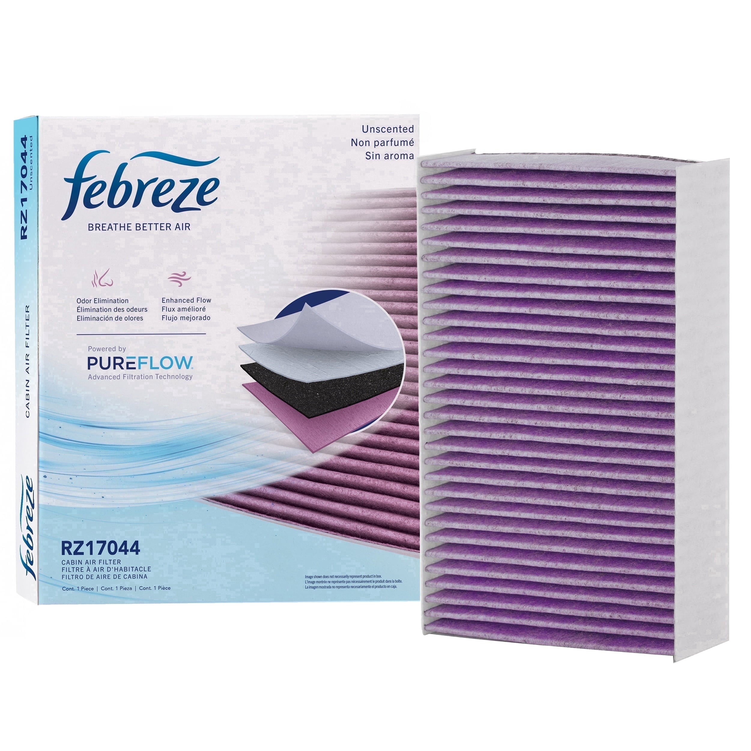 Febreze Odor Control Cabin Air Filter by PUREFLOW RZ17044 Fits 2014-2020 Nissan Rogue 2.5L; 2017-2022 Rogue Sport 2.0L; 2015-2025 X-Trail 2.5L; 2017-2023 Qashqai 2.0L