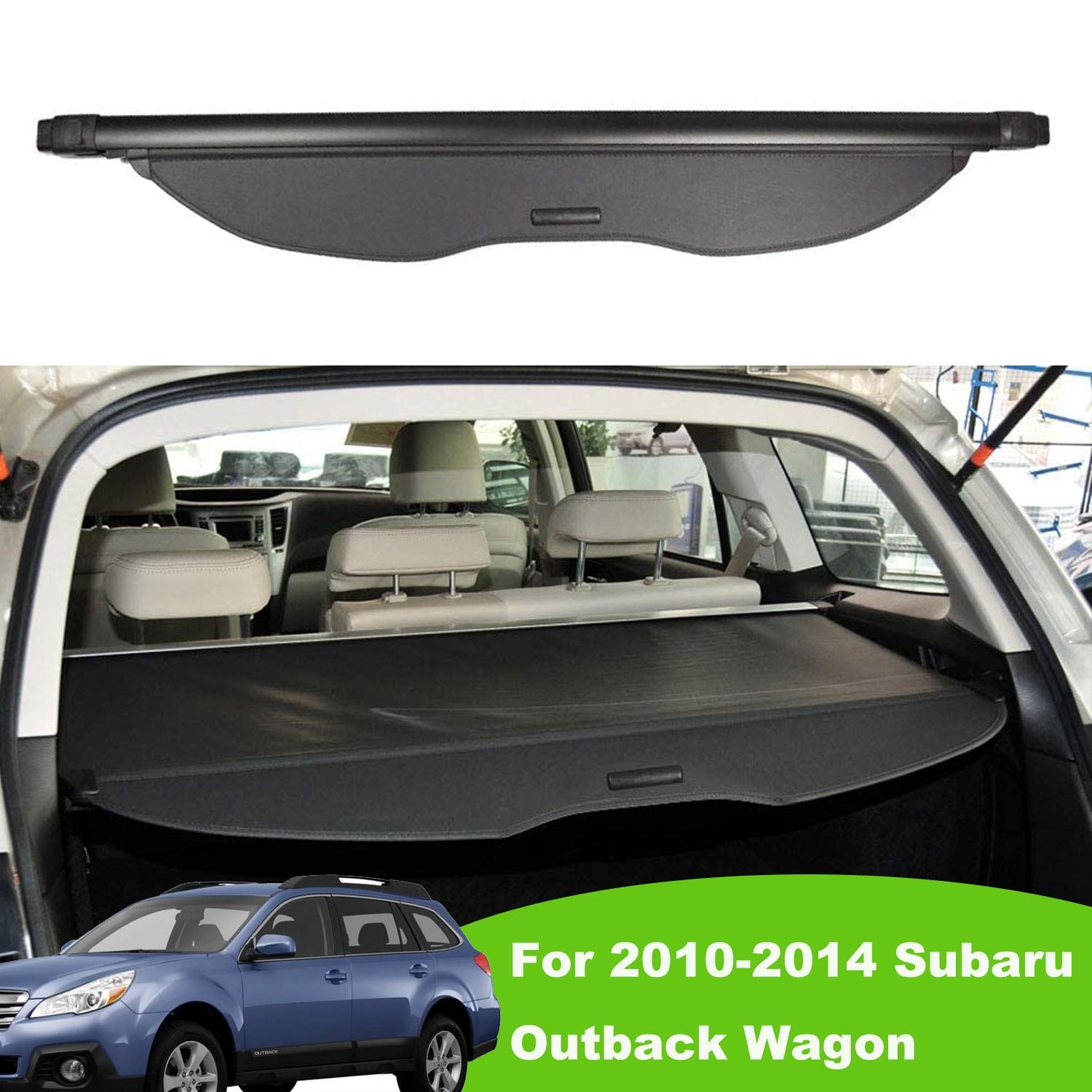 Fit 2010-2014 Subaru Outback Retractable Cargo Cover for 2010 2011 2012 2013 2014 Subaru Outback Manual Tailgate Wagon Accessory Rear Trunk Privacy Shield Shade, Black