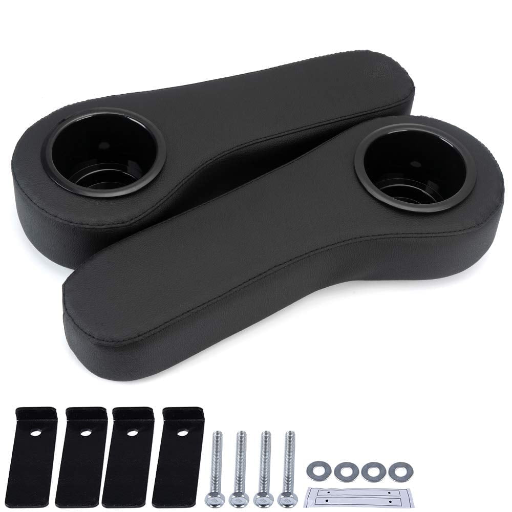 Armrest Cushion w/Cup Holder Rear Seat One Pair Black Fit for vehicle Club Car Golf Cart