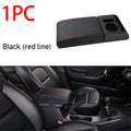 Fuluru Universal Black Car Center Console Armrest Pad Cup Holder PU Leather USB Charger