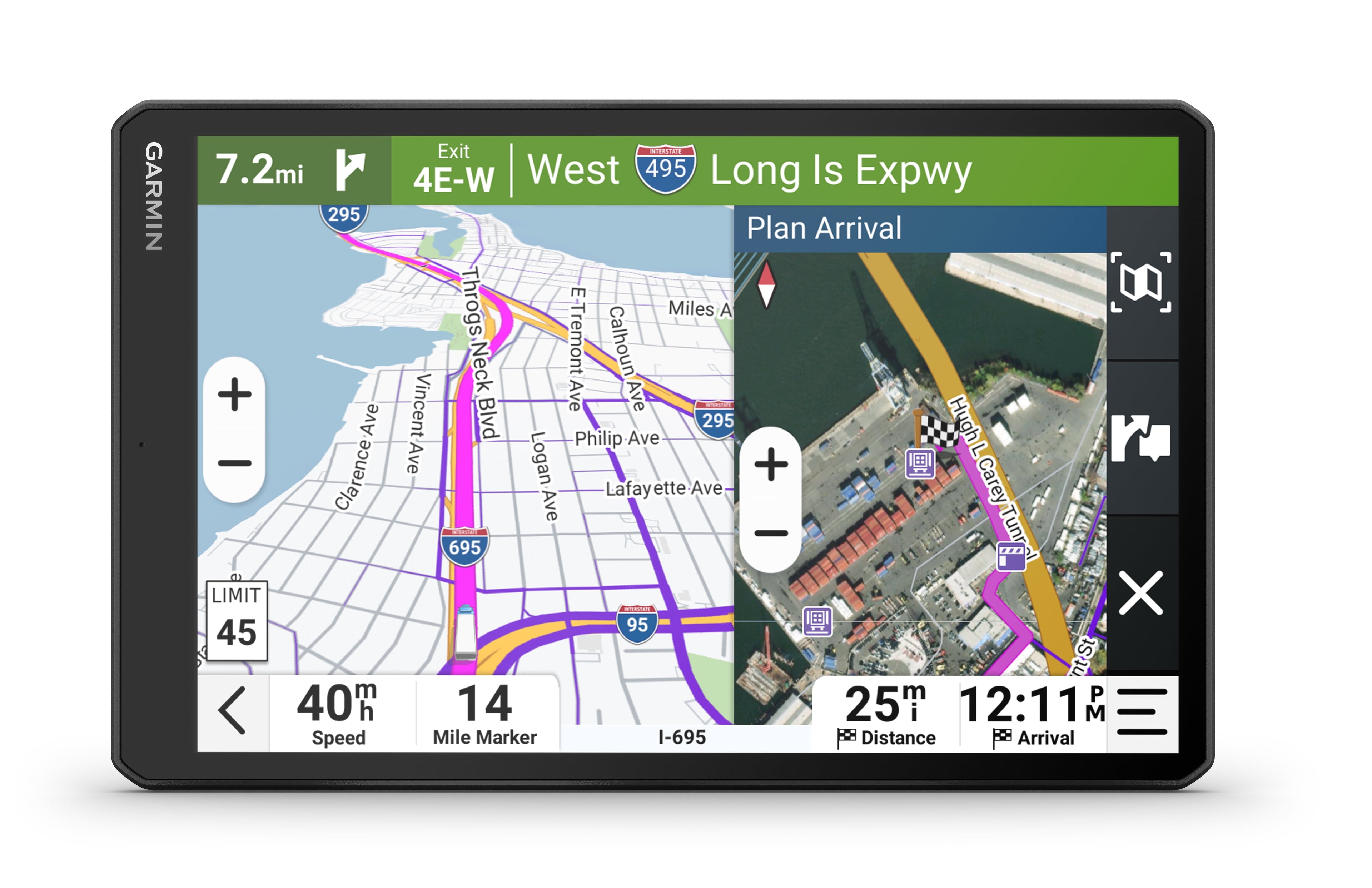 Open Box Garmin dēzl™ OTR1020, Extra-Large High-Res 10” GPS Truck Navigator, Custom Truck Routing, Satellite Imagery, Wind Speed, Community-Shared Loading Docks, Dual-Orientation Display