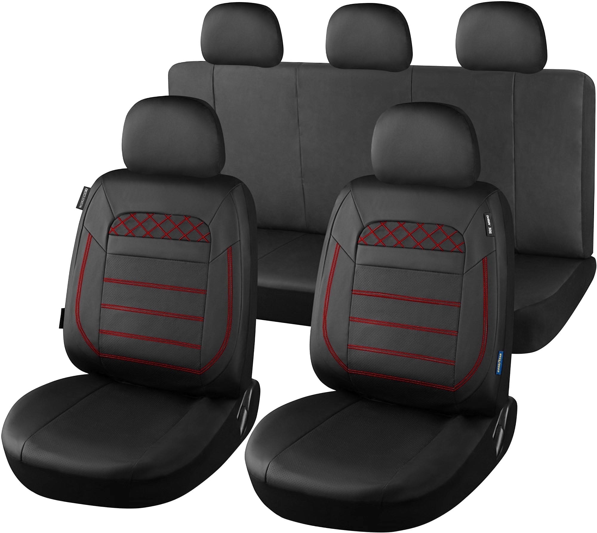 Goodyear  Universal Fit, Car Seat Covers, 9 Pieces, Black and  Red