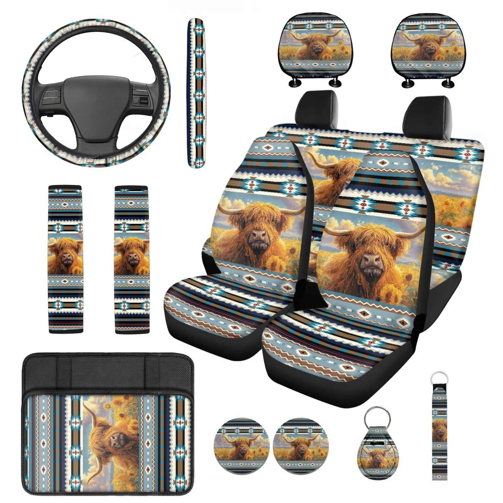 Motivo™ HUIACONG Blue Leopard Print Seat