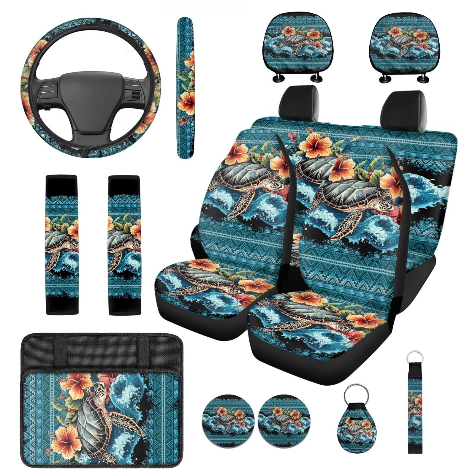Motivo™ HUIACONG Blue Leopard Print Seat