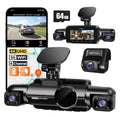HUPEJOS 4K Dash Cam Front and Rear Inside,8 IR Lamps Night Vision Dash Camera for Cars, 360° 4 Channel 3K+1080P*3 Car Camera, 5GHz Wi-Fi GPS Module, Include 64GB SD Card, Voice Control