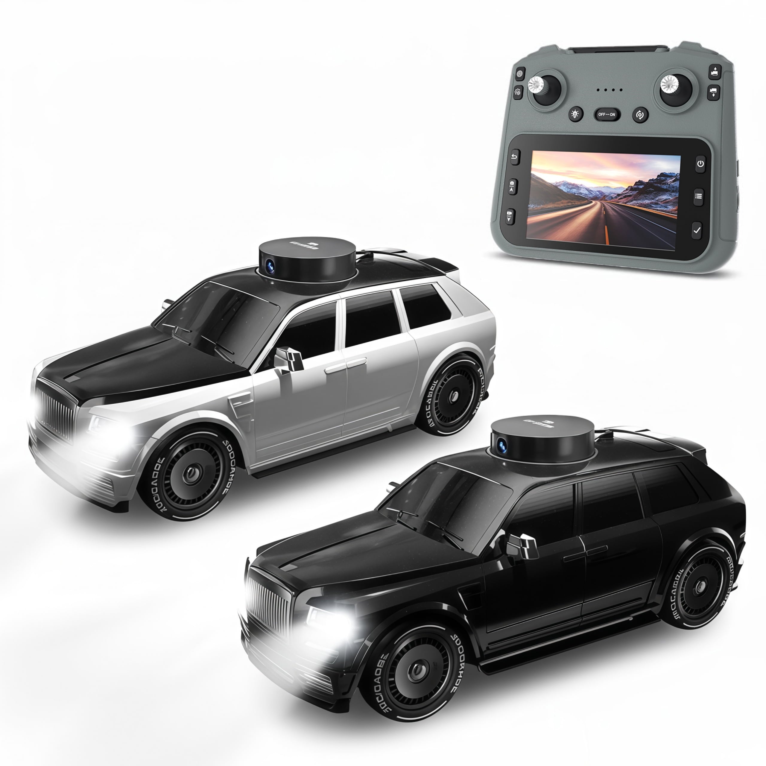 Hotfree 1/24 RC Drift Car with HD Camera, 4WD High Speed FPV Remote Control Car with Dual Joystick Screen Remote, Rotatable & Elevating Camera Live Video, Indoor Outdoor Racing Toy, Birthday Gift