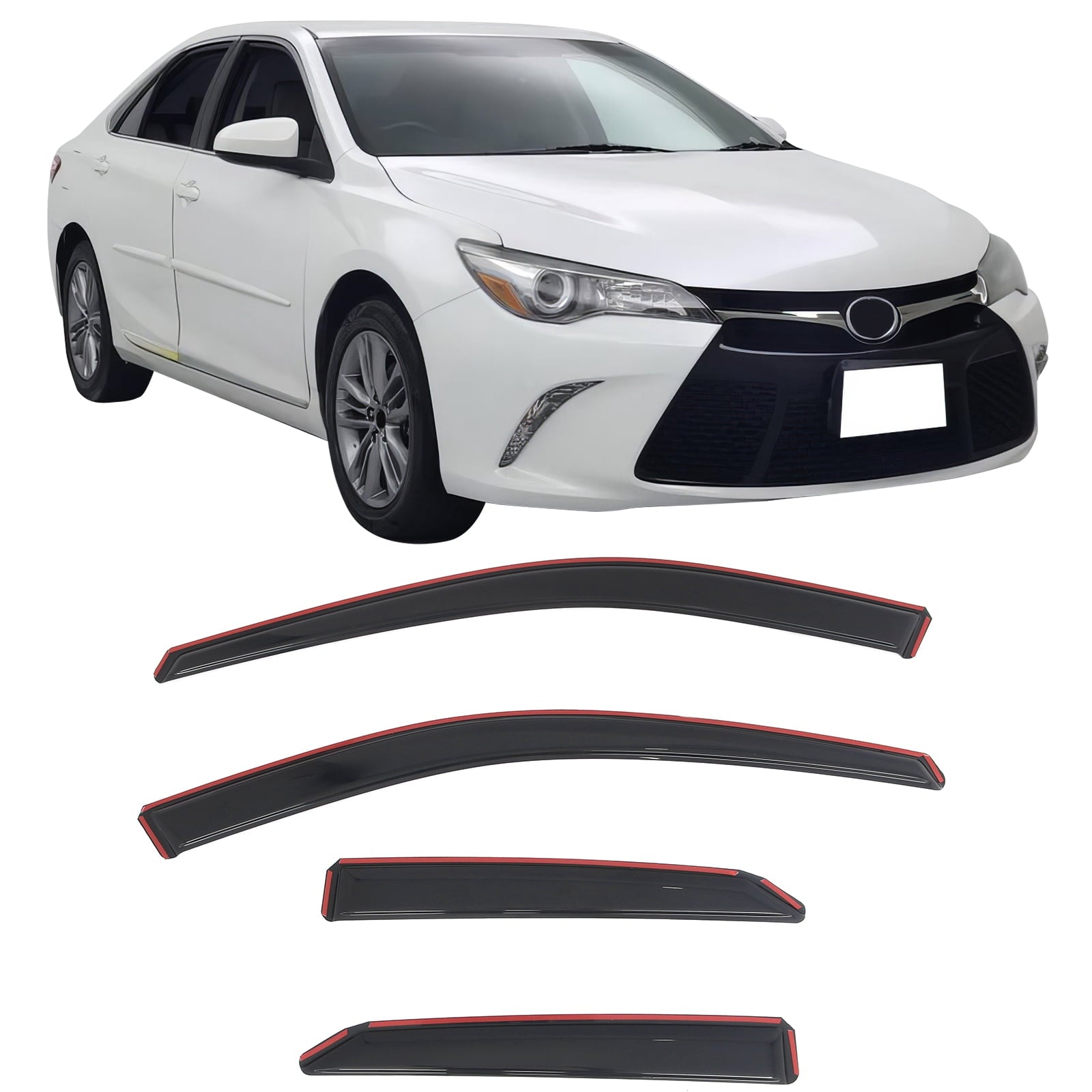 Ikon Motorsports In-Channel Window Visors Sun Shades Vent Rain Guards Deflectors for 2015-2017 Toyota Camry Acrylic Smoke/Tinted 4PCS